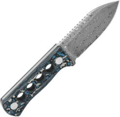 QSP Knife Canary Frost Carbon Fiber Damascus Steel Fixed Blade Neck Knife 141I -Elite Knives Shop QS141I add 02