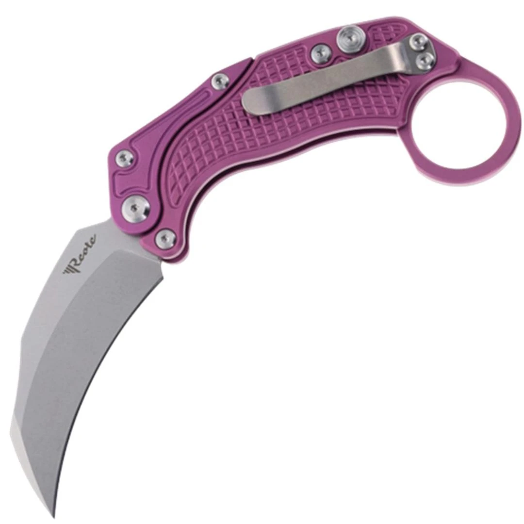Reate Knives EXO-K Karambit Button Lock Purple Aluminum Folding N690 Pocket Knife 123 1 Reate Knives EXO-K Karambit Button Lock Purple Aluminum Folding N690 Pocket Knife 123