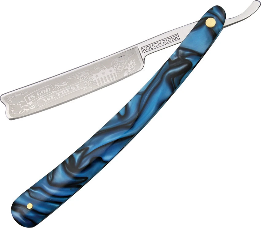 Rough Ryder In God We Trust Black & Blue 440 Stainless Folding Razor 1207 1 Rough Ryder In God We Trust Black & Blue 440 Stainless Folding Razor 1207