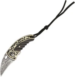 Rough Rider Damascus Etched Karambit Folding Blade Linerlock Black Knife 1651