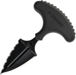 SCHRADE 2.75" Black Partially Serrated Edge Push Dagger Fixed Blade Knife W/ Keychain - F50
