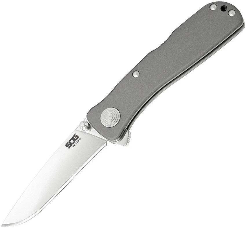 SOG Twitch II Lockback A/O Plain Stainless Aluminum Folding Pocket Knife TWI8CP 1 SOG Twitch II Lockback A/O Plain Stainless Aluminum Folding Pocket Knife TWI8CP