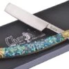 Frost Cutlery Crushed Green Abalone Handle Folding Straight Blade Razor SW148ABG