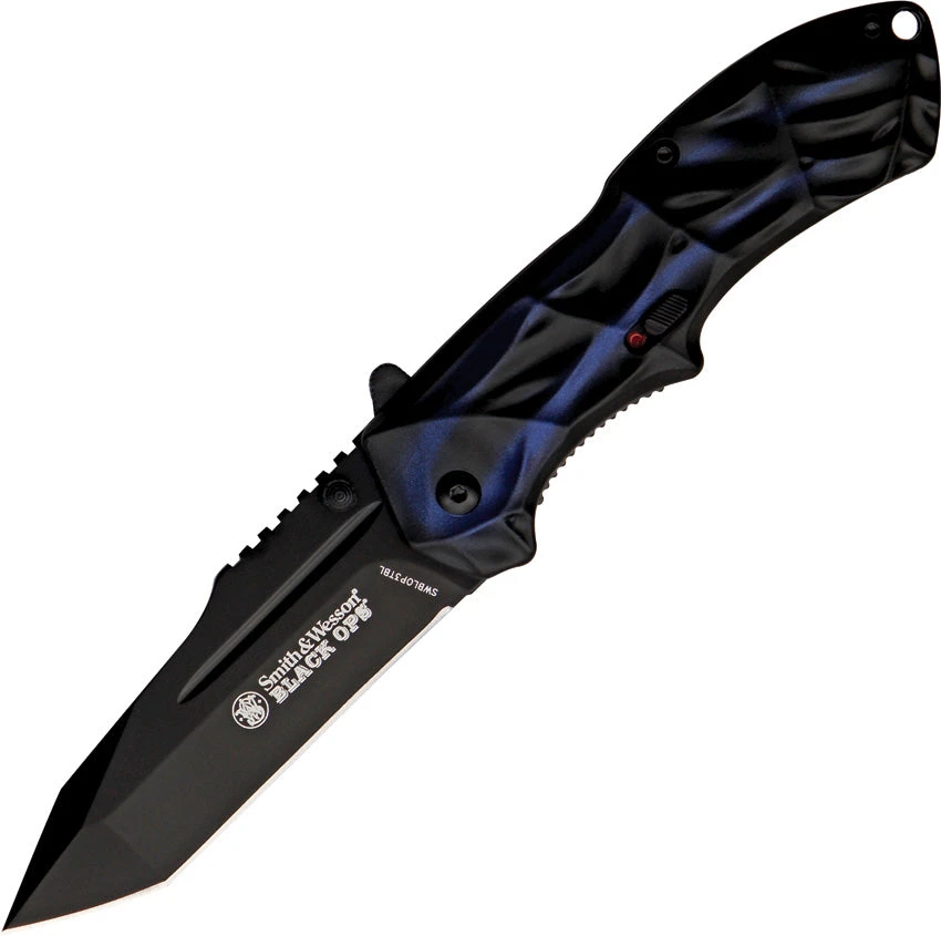 Smith & Wesson Black Ops Linerlock A/O Black/Blue Aluminum 4034 Folding Pocket Knife BLOP3TBL 1 Smith & Wesson Black Ops Linerlock A/O Black/Blue Aluminum 4034 Folding Pocket Knife BLOP3TBL
