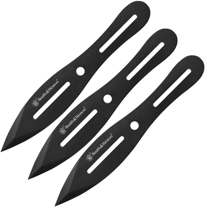 Smith & Wesson Set Of Three Black 2Cr13 Fixed Blade Throwing Knives TK8BCP 1 Smith & Wesson Set Of Three Black 2Cr13 Fixed Blade Throwing Knives TK8BCP