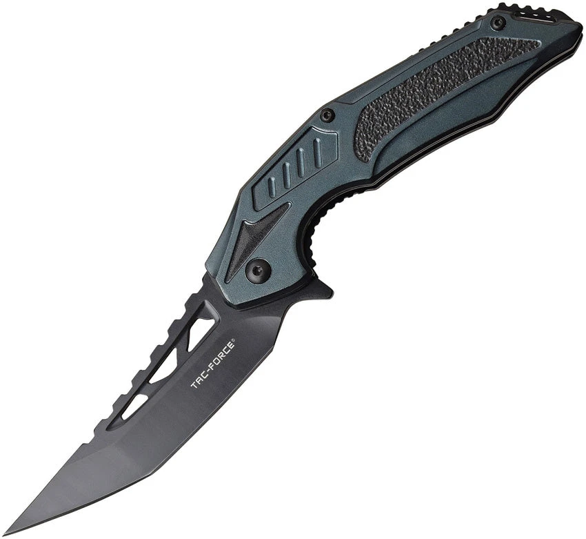 Tac Force Linerlock A/O Black Folding Knife W/ Blue/Green Aluminum Handle 1003BL 1 Tac Force Linerlock A/O Black Folding Knife W/ Blue/Green Aluminum Handle 1003BL