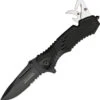 Tac Force Rescue Linerlock A/O Black Aluminum Handle Hook Folding Knife 606B