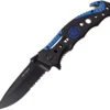 Tac Force Linerlock A/O Police Blue & Black Aluminum Handle Folding Knife 723BL