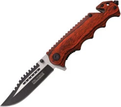 Tac Force Pakkawood Handle Linerlock A/O Two Tone Sawback Folding Knife 809WD