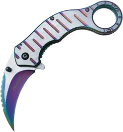 Tac Force Framelock A/O Rainbow Spectrum Handle Karambit Folding Knife 952RB