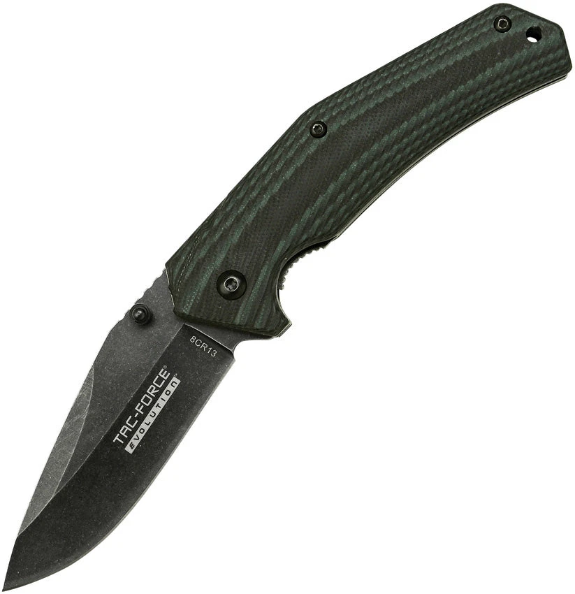 Tac Force Evolution Spring Assist A/O Black & Green G10 Folding Knife EA009BGN 1 Tac Force Evolution Spring Assist A/O Black & Green G10 Folding Knife EA009BGN