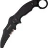 Tac Force Black G10 Handle Fixed Serrated Karambit Blade Knife + Sheath FIX002BK