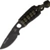 TOPS Tibo Fixed One Piece Blade Black Green Paracord Handle Neck Knife TIBO01PC