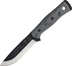TOPS Fieldcraft BOB Fixed Hunter Blade Black Linen Micarta Handle Knife BROSBLM