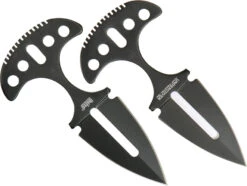 United Cutlery Set Of 2 Twin Black Finish One Piece Fixed Blade Push Daggers 1487B