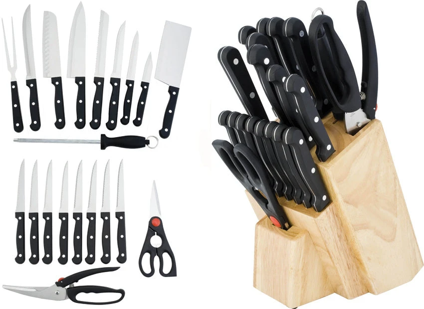 Utica 21pc Cleaver Steak Carving Fixed Kitchen Knives Cutlery Set 75UC45011 1 Utica 21pc Cleaver Steak Carving Fixed Kitchen Knives Cutlery Set 75UC45011