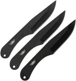UZI 3pc Black Fixed Blade Throwing Knife Set W/ Sheath KTRW004
