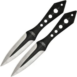 UZI Set Of Two Black Stainless Throwing Knives W/ Sheath KTRWTZP