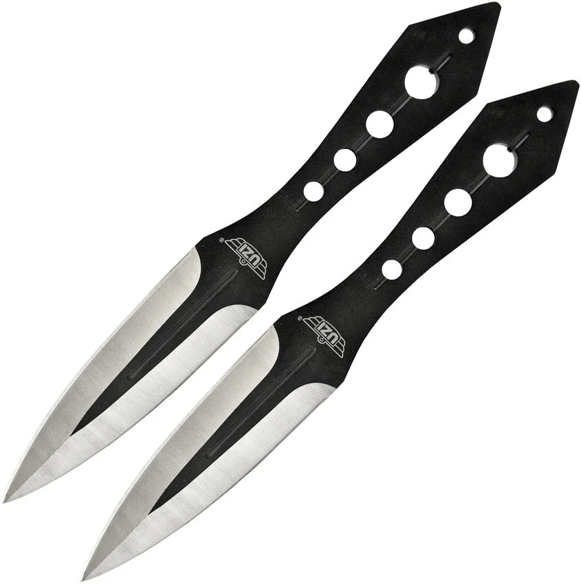 UZI Set Of Two Black Stainless Throwing Knives W/ Sheath KTRWTZP 1 UZI Set Of Two Black Stainless Throwing Knives W/ Sheath KTRWTZP