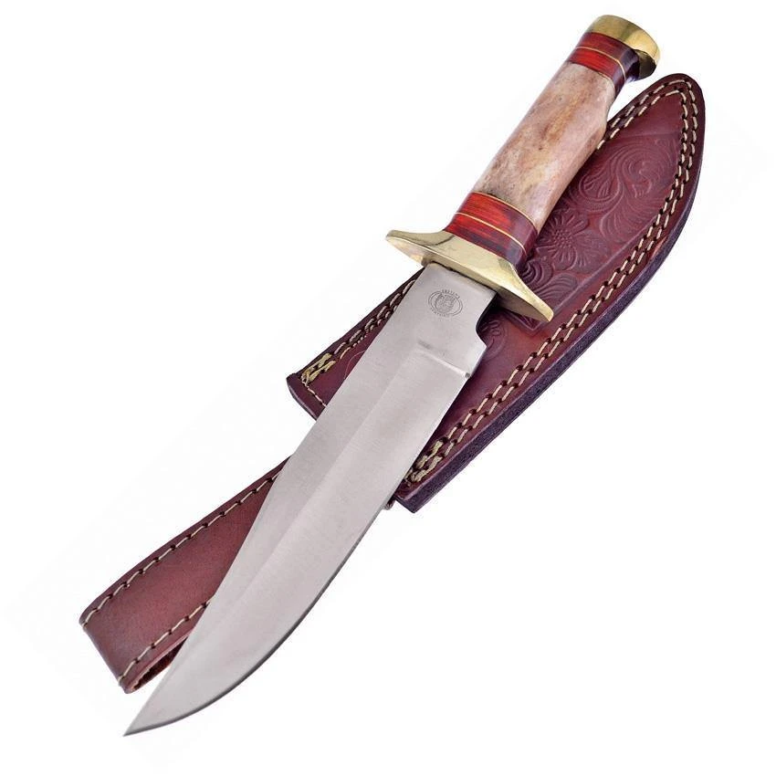 Frost Cutlery Gray Fox Bowie Fixed Blade Bone & Pakkawood Handle Knife W3453BRB 1 Frost Cutlery Gray Fox Bowie Fixed Blade Bone & Pakkawood Handle Knife W3453BRB