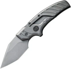 We Knife Typhoeus Folding Push Dagger Knife Gray Titanium CPM-20CV W/ Sheath 21036B2