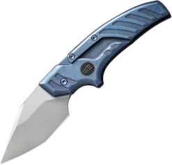 We Knife Typhoeus Folding Push Dagger Knife Blue Titanium CPM-20CV W/ Sheath 21036B3