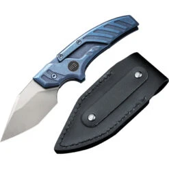 We Knife Typhoeus Folding Push Dagger Knife Blue Titanium CPM-20CV W/ Sheath 21036B3 -Elite Knives Shop WE21036B3 add 03