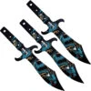 Toro Knives Tesoro Blue Water Dragon Black Stainless 3pc Throwing Knives Set 072