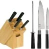 Kershaw Fixed Blade Kitchen 5 PC Wasabi Black Series Block Knife Set WSB0500
