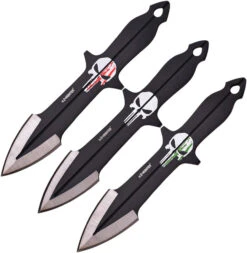 Z-Hunter Skull Black 3Cr13 Stainless Steel 3pc Throwing Knives W/ Sheath 0893