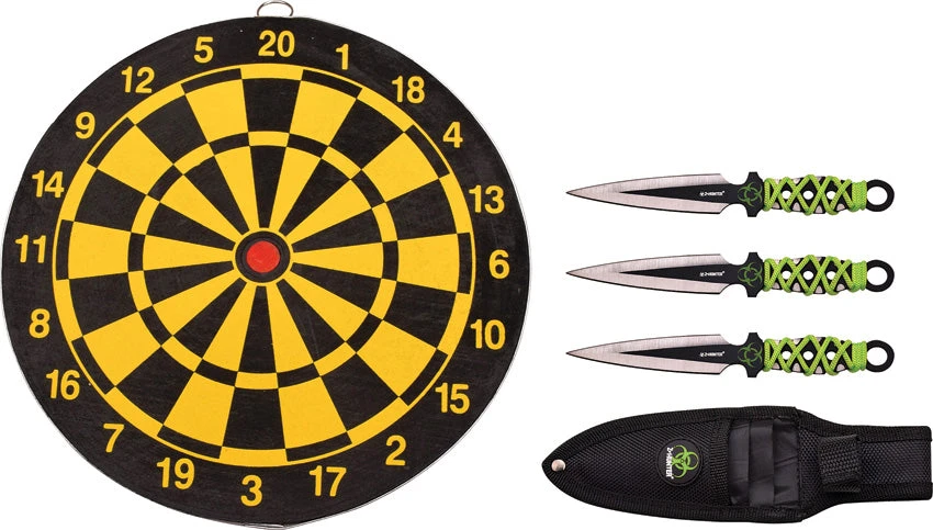 Z-Hunter Green Cord Wrapped Stainless Double Edge 3pc Throwing Knives 155SET 1 Z-Hunter Green Cord Wrapped Stainless Double Edge 3pc Throwing Knives 155SET