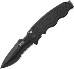 SOG Zoom A/O Black Stainless Folding Clip Pt Part Serrated Blade Knife ZM1016BX