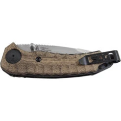 SOG Kiku Button Lock A/O Assisted VG-10 Folding Green Micarta Knife KU3001 -Elite Knives Shop kiku 2